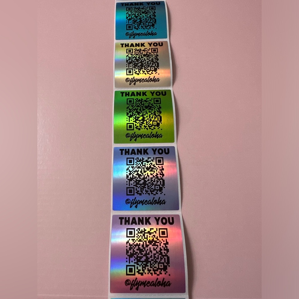 50 ct. Custom 2”x2” Holographic Multi-Color Rainbow Square Sticker Labels - Picture 4 of 5